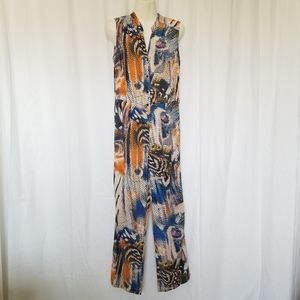 Joaquim Mir Womens Jumpsuit Snake Animal Printed Buttons Sleeveless S